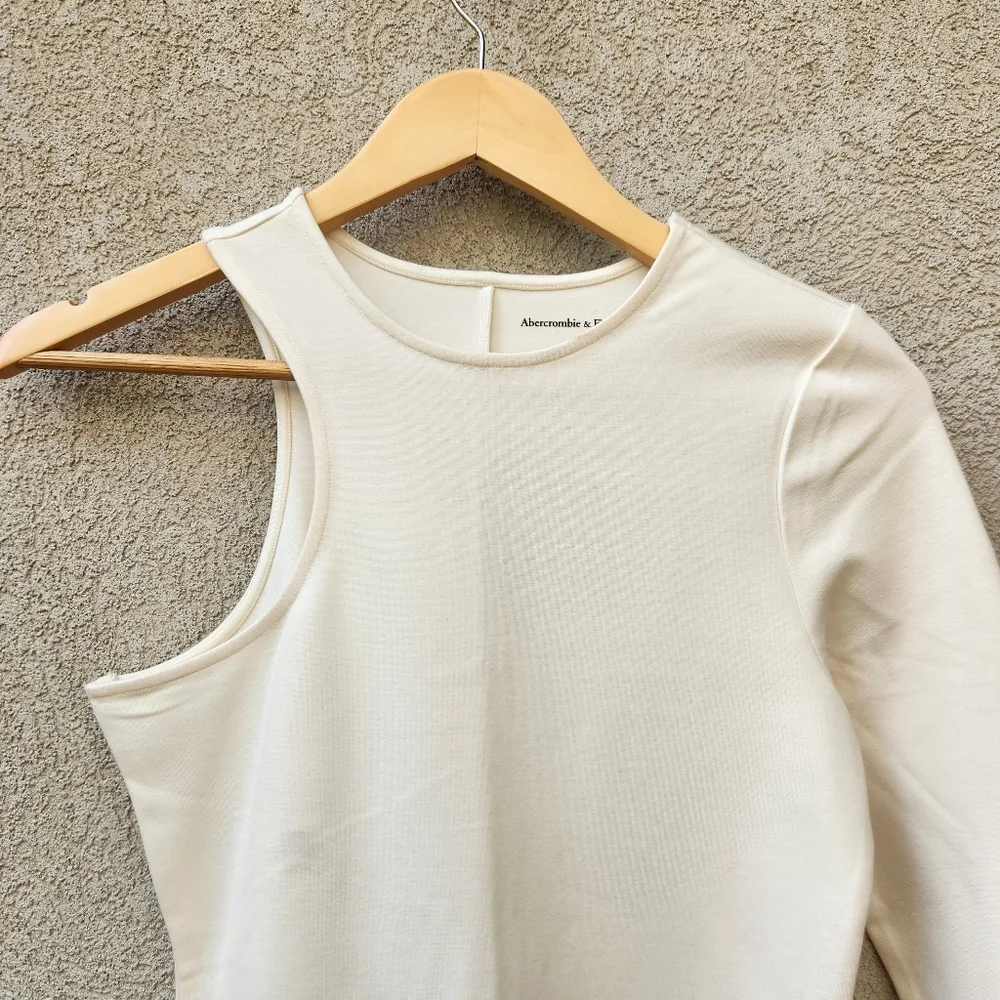 ABERCROMBIE & FITCH Women's Dress Small Tall Mini Cold Shoulder Asymmetrical - Picture 3 of 12